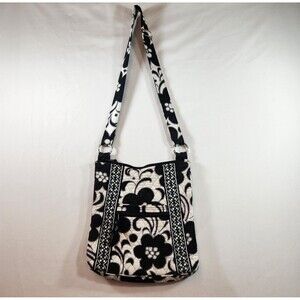 Vera Bradley Purse Shoulder Crossbody Bag Night Day White Gray Black Floral